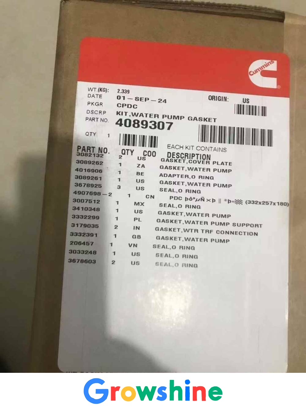 Cummins QSK60 Repair Pack 4089875 QSK60 Water Pump Repair Pack 4089307