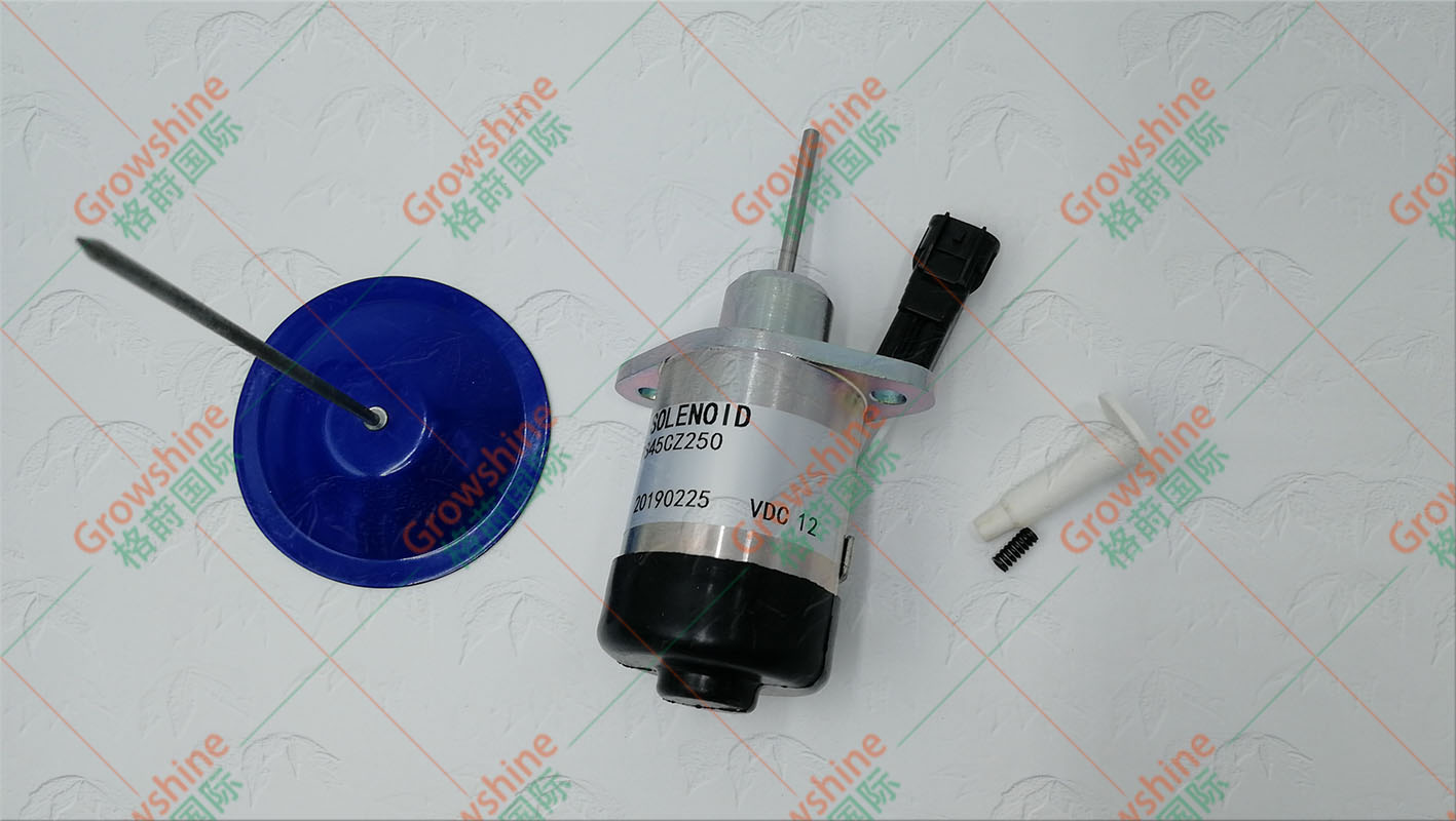 Growshine品牌 久保田发动机配件D1503 熄火电磁阀 PS45CZ250 PS45CZ250 应用于KUBOTA挖机农机机械配件