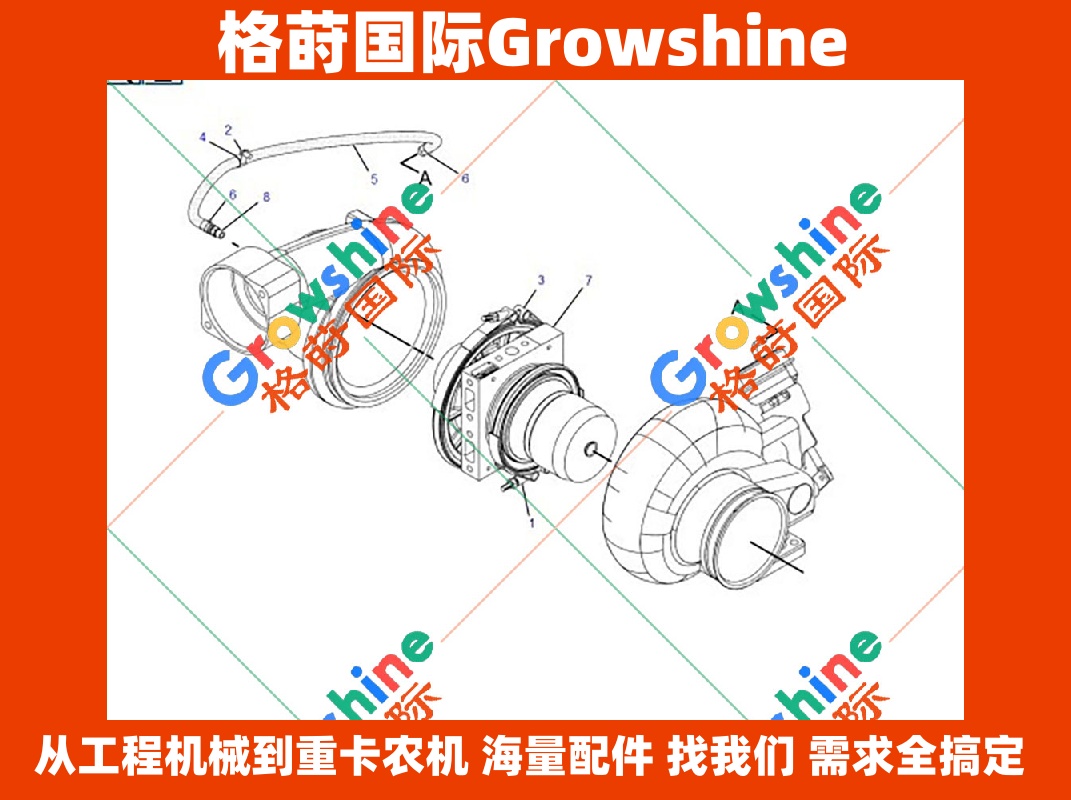 Growshine 格莳国际 - 卡特工业发动机C15 增压器 240-0003 2400003 型号 GTA5008 732430-0003 7324300003 优质现货