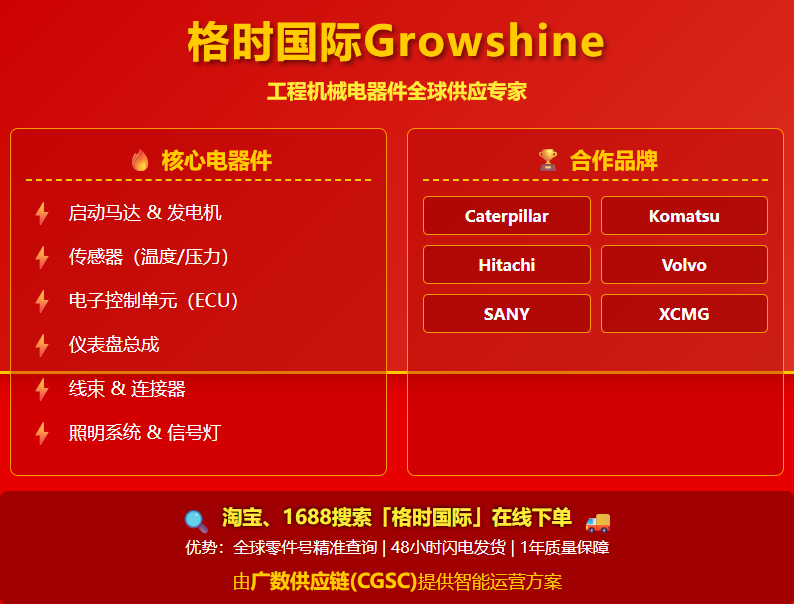 2025年7月6日 小松、现代、卡特彼勒挖掘机传感器大合集 - 格莳国际（Growshine International）